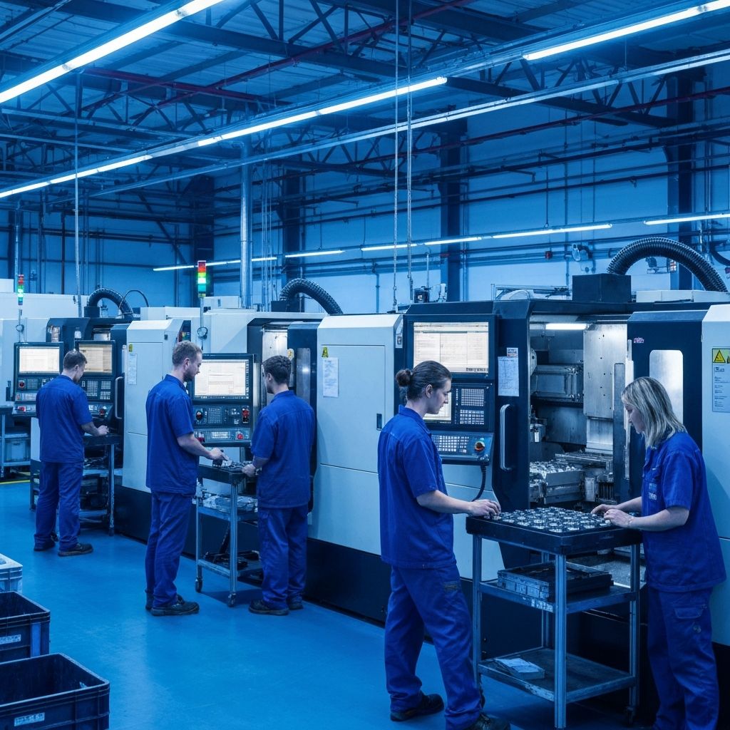 Modern CNC machinery on factory floor